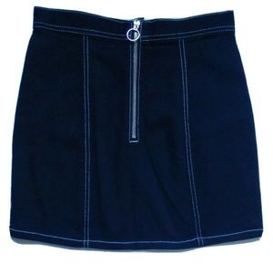 Denim skirt with zipper and contrast stitching